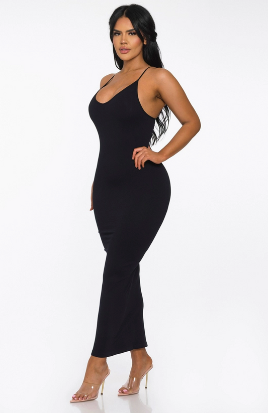 Black Maxi Bodycon Dress Casual Womenswear Comfort Summer Basic Minimalist Sleeveless